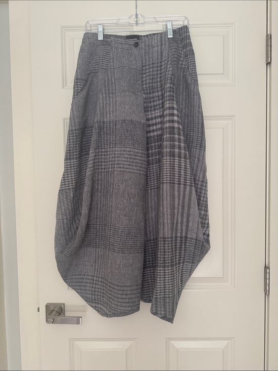 Oska Pants - Gray Wide-Leg Plaid Pants